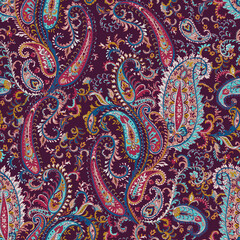 Paisley design Shawl pattern. Seamless Asian Textile Background. Damask seamless pattern, paisley pattern