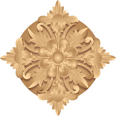 Vintage ornamental detail, isolated. Metal flower blossom.
