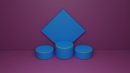 3D round podium product display platform with magenta background