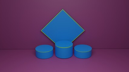 3D round podium product display platform with magenta background