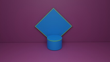 3D round podium product display platform with magenta background