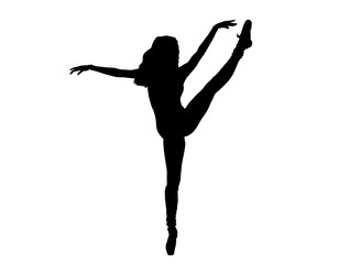 Fototapeta na wymiar Silhouette of young ballet dancer