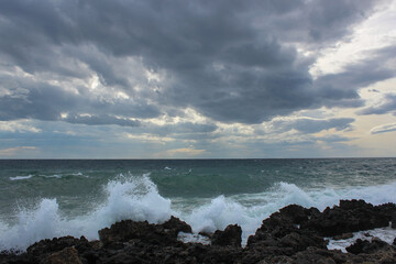 storm clouds over the sea in italy