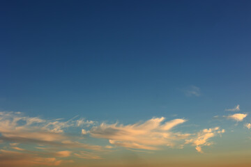 Bright Blue sky with white cloud. Beautiful sky background and wallpaper. Clear day and good weather in the morning.