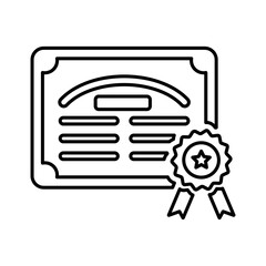 Certificate, education, university outline icon. Line art sketch.