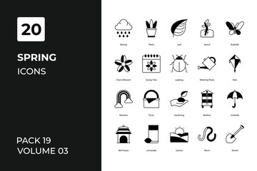 Spring icons collection. Set contains such Icons as animals, backpack, bee, more 