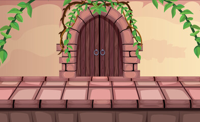 Fototapeta premium game background cartoon vector , The door to the next level, video games, user interface