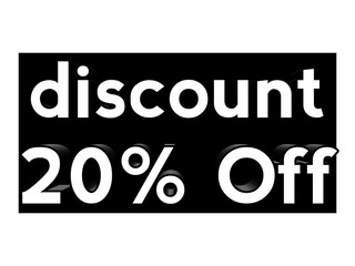 Discount 20% Off text in black box for business promotion concept banner elements