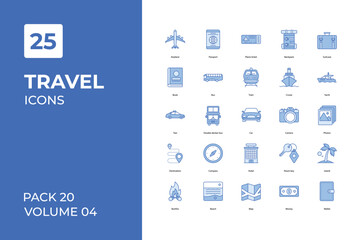 Travel icons collection. Set contains such Icons as airplane, baggage, beach, more 