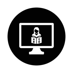 Online, book, reading, learning icon. Black vector sketch.