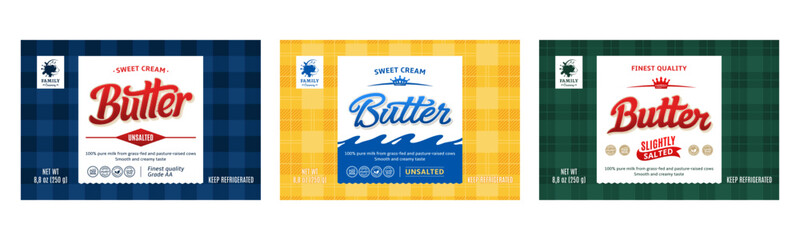 Vector butter label design, butter packaging design template