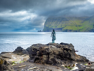 Fascinating landscapes on Kalsoy Island, northern Faroe Islands (Faroes, Faeroes, Føroya, Færøerne), Denmark. - obrazy, fototapety, plakaty