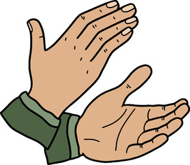 Claps of hands, applause in the cartoon style.