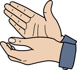 Claps of hands, applause in the cartoon style.