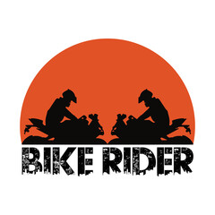 Bike rider logo and t shirt design concept.