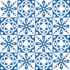 Azulejo ceramic tiles retro motif for interior decor, geometric vector Illustration