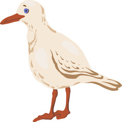 Funny seagull in cartoon style.