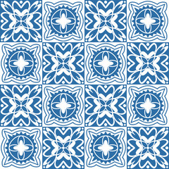 Azulejo ceramic tiles retro motif for interior geometric vector Illustration