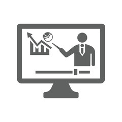 Video, web, classes, internet, tutorial, online icon. Gray vector sketch.