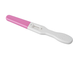 White and pink pregnancy test on transparent background.
