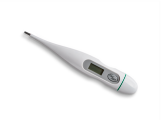 Electronic thermometer isolated on transparent background. Fever diagnostic and healthcare concept.
