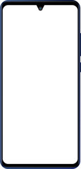 Smartphone modern realistic design mock up with an empty blank white screen, front view, illustration cutout and isolated on white