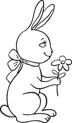 Hare with a bow and flower