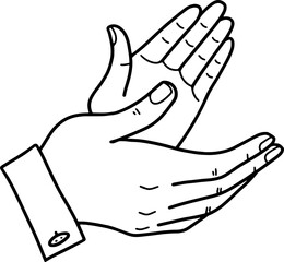 Claps of hands, applause. The black outline of the hands.