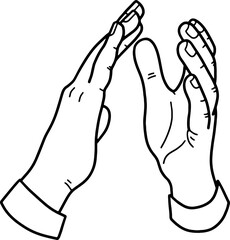Claps of hands, applause. The black outline of the hands.