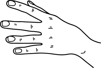 Black outline of a human hand. A hand gesture. The language of communication using gestures.