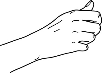 Black outline of a human hand. A hand gesture. The language of communication using gestures.