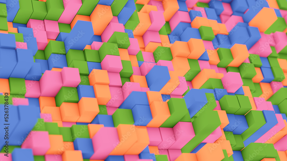 Aufkleber abstract 3d illustration of the macaroon color palette cubic pattern rendered as background
