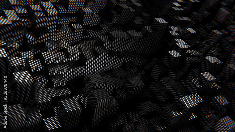 Poster abstract 3d illustration of the carbon fiber composite rectangular poles pattern rendered as backgro