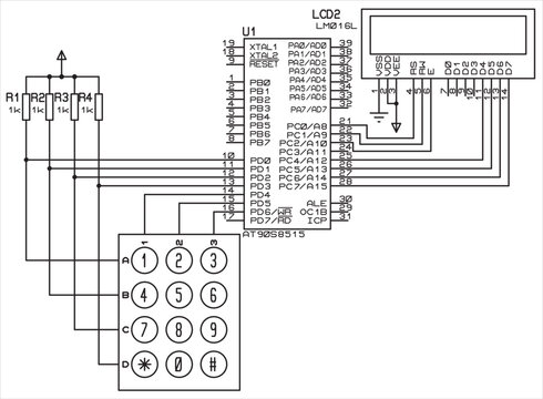 The vector  electrical schematic diagram of a digital
information output device,
operating under the control of an AVR microcontroller.
Vector drawing of an electronic device in a1 format.