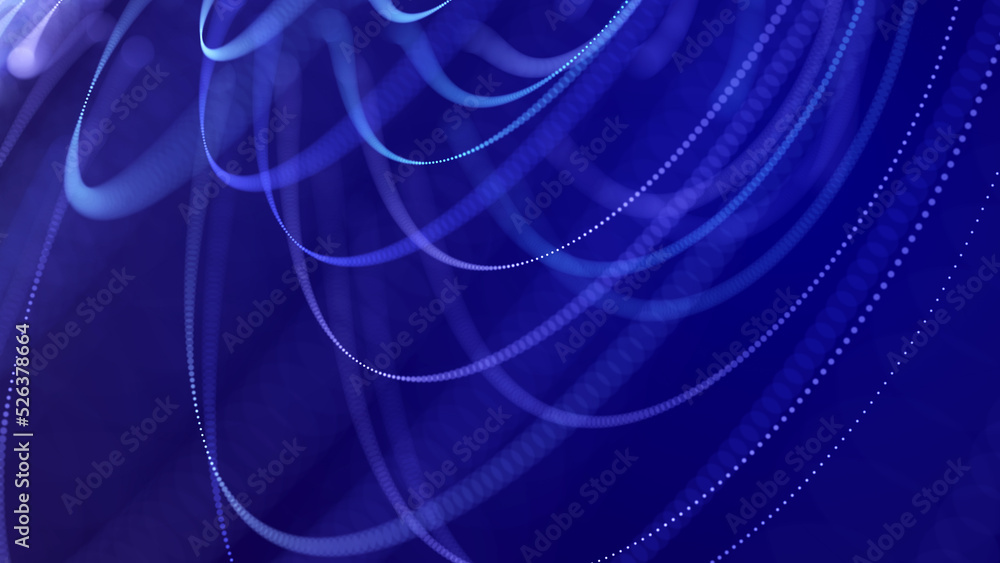 Poster digital background with movement of glowing particles. complex technologies of big data. 3d renderin