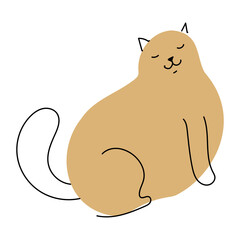 Funny cats in different poses. Simple kittens from spots and lines. Cute animal print. Vector illustration isolated on white background.