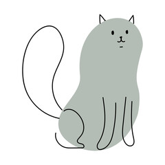 Funny cats in different poses. Simple kittens from spots and lines. Cute animal print. Vector illustration isolated on white background.