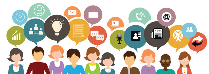 Group of illustrated people with different preferences, a concept of the target audience