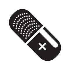 Drug pharmacy medicine pill icon | Black Vector illustration |