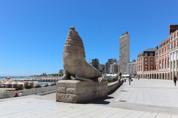 statue of sea lion in Mar del Plata Argentina