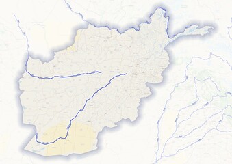 Physical map of the country of  Afghanistan