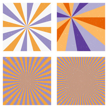 Artistic vintage backgrounds. Abstract sunburst covers with radial rays. Cool vector illustration.