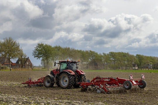 Tractor during spring work on the field