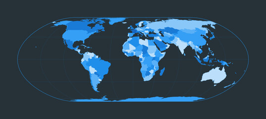 World Map. Nell-Hammer projection. Futuristic world illustration for your infographic. Nice blue colors palette. Elegant vector illustration.