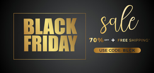Black Friday Promotion Poster or banner for sale. Special offer 70% off sale.  