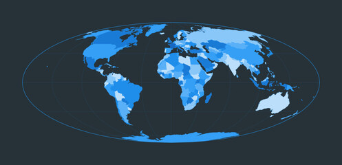 World Map. Bromley projection. Futuristic world illustration for your infographic. Nice blue colors palette. Elegant vector illustration.