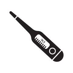 Healthcare fever thermometer icon | Black Vector illustration |