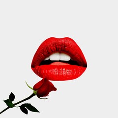 lips and red rose