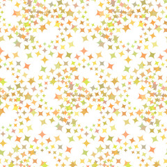 Fireworks seamless pattern. Small multicolor stars on white background. Holiday design