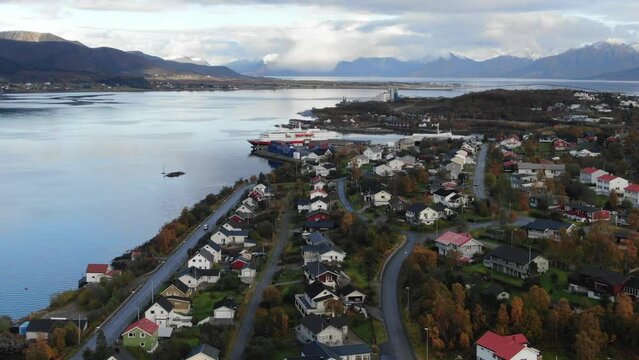 Stokmarknes, Norway dronevideo
